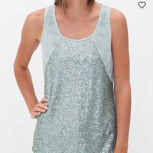 Sequin Tourquoise Buckle Top
